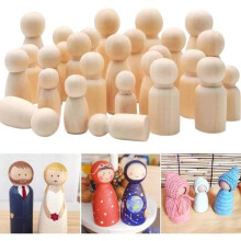 Set van 50 onafgewerkte houten poppetjes voor knutselen en decoratie - Doll Peg Wood