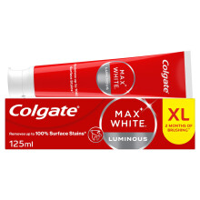 Colgate Max White Luminous Teeth Whitening Toothpaste 125ml, Removes Up to 100% of Surface Stains, Thoroughly Cleans All Around, Helps Prevent Future