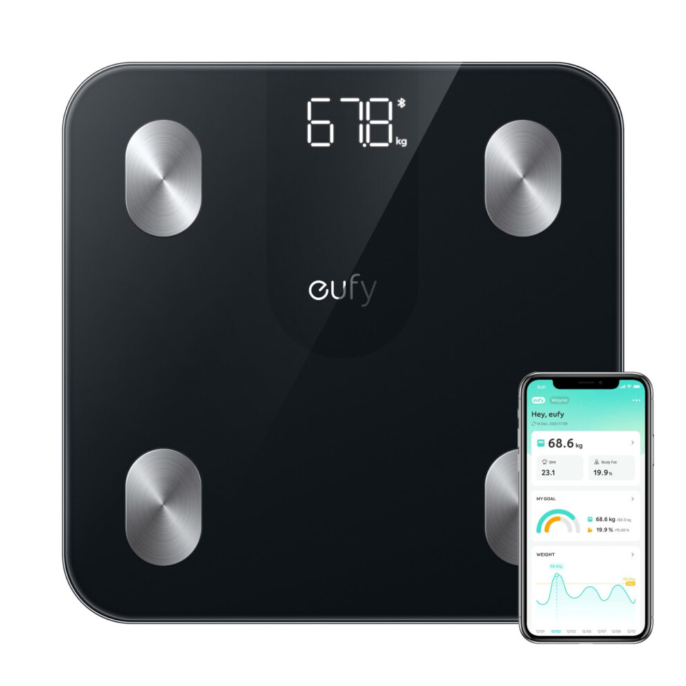 Eufy Weighing Scales For Body Weight, Digital Bathroom Scales With Bluetooth, Body Fat Scales, 12 Measurements, Weight/Body Fat/Bmi, Fitness Body Com