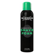 Wilkinson Sword Sensitive Shave Foam, Great Addition to Wash Bags for Men's Grooming, Shaving Foam for Men, Sensitive Skin, 200ml