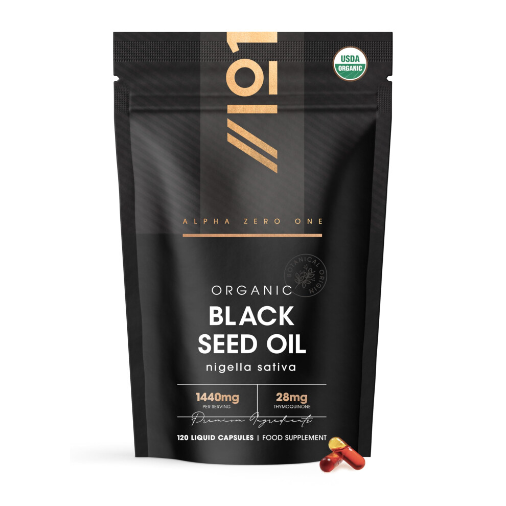 Photos - Vitamins & Minerals Organic Black Seed Oil Capsules 1440mg - 120 Vegan Softgels - High