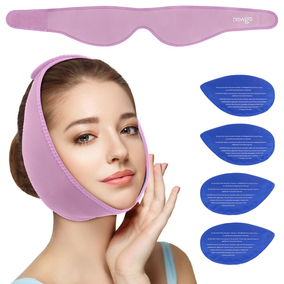 Newgo Face Ice Pack For Jaw Pain, Hot Cold Compress Jaw Ice Pack For Wisdom Teeth Pain Relief, Chin, Facial Surgery, Tmj, Migraine, Face Swelling, Wi