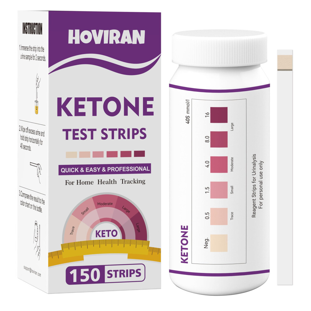 Hoviran 150-Count Ketone Test Strips For Urine Testing Â Monitor Ketosis For Ketogenic & Low-Carb Diets