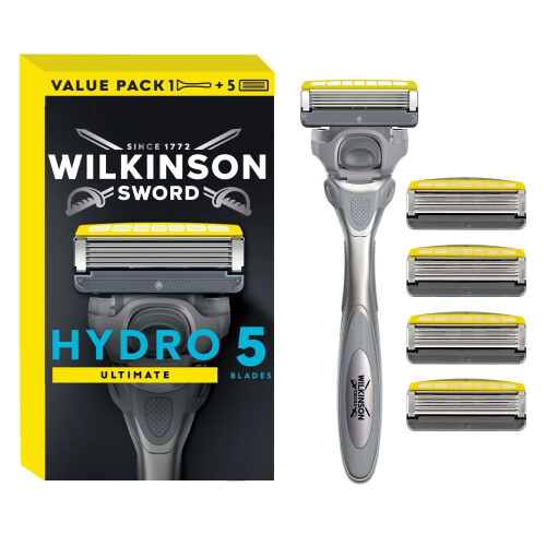 Wilkinson Sword WILKINSON SWORD - Hydro 5 Ultimate Razor For Men Shock Absorb Technology Hydrati