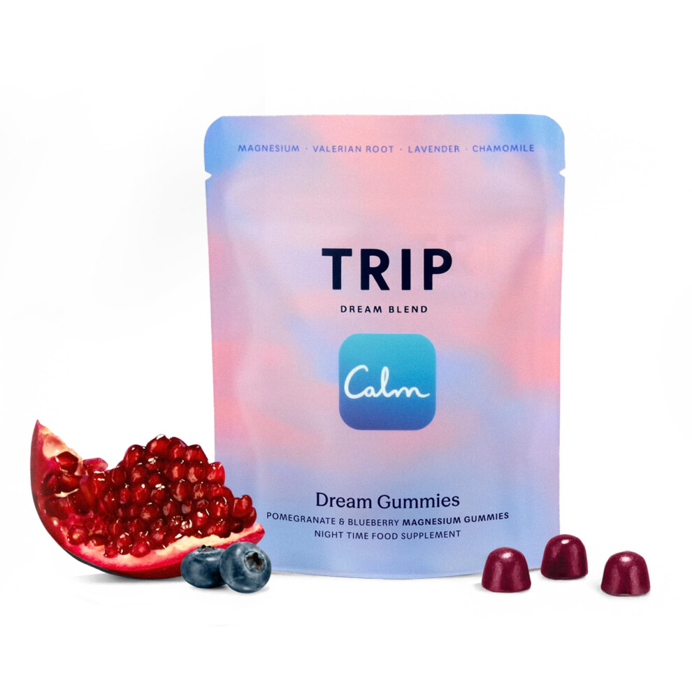 Trip Dream Gummies Pomegranate & Blueberry | Night-Time Magnesium Supplements With Vitamin B6, Chamomile & Lavender | Bedtime Ritual Blend | Low Suga