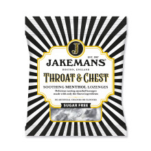 Jakemans Throat & Chest Sugar Free 50g - Pack of 12 - Soothing Menthol Sweets - Suitable for Vegetarians
