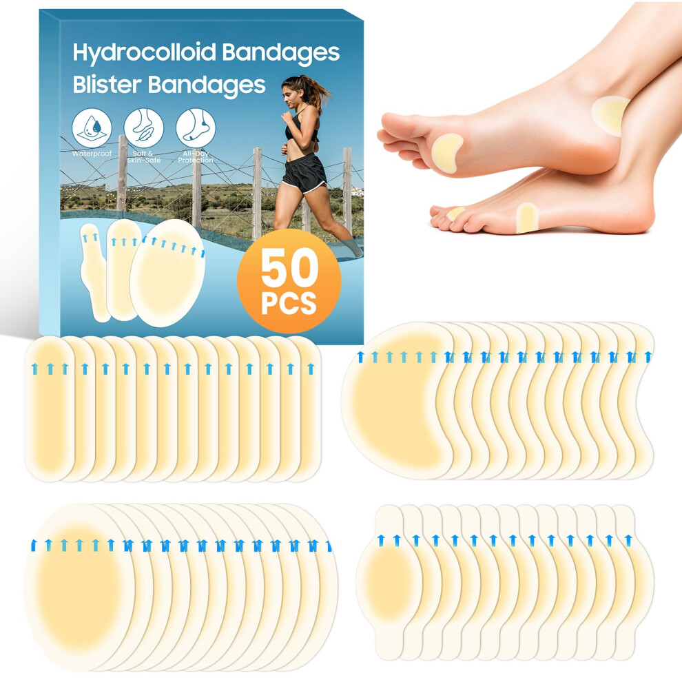 Zezucun 50Pcs Hydrocolloid Blister Plasters, Blister Plasters For Feet, Waterproof Heel