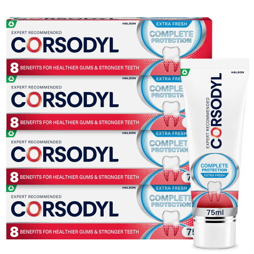 Corsodyl Corsodyl Complete Protection Toothpaste Extra Fresh, Gum Care with Fluoride, 4