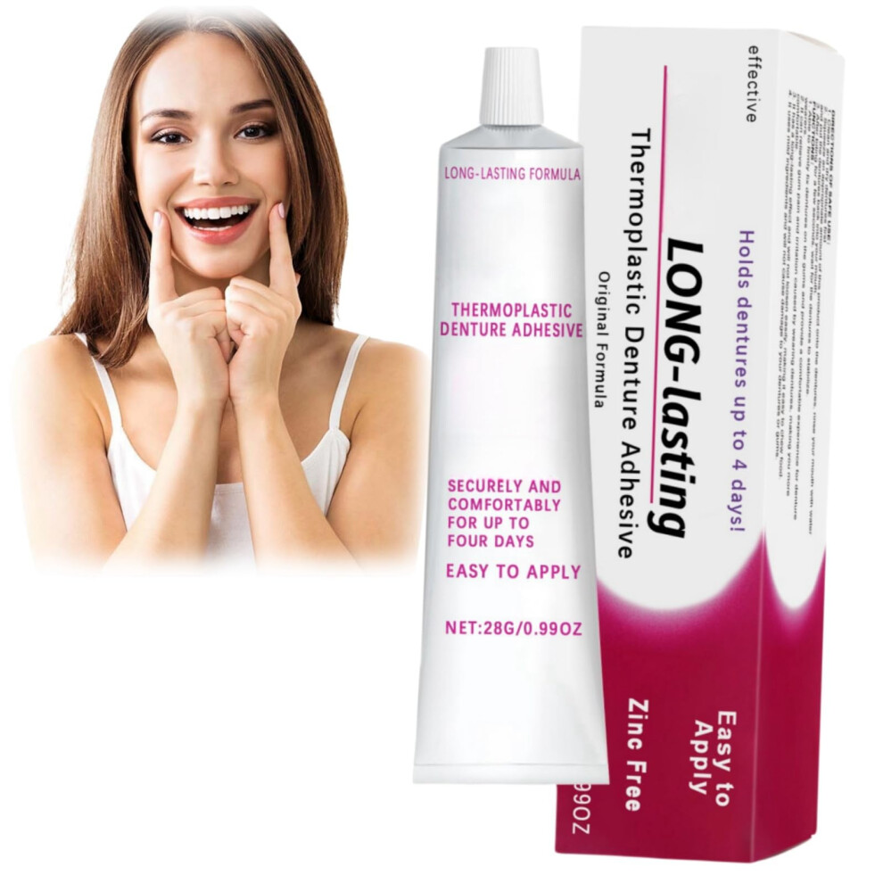 Bigyqiu Thermoplastic Denture Adhesive,Denture Adhesive,Comfortable Non-Glue Dentu/Re Adhes/Ive Cream,Long Holding Dentu/Re Reliner,Convenient Dental Glue Fo