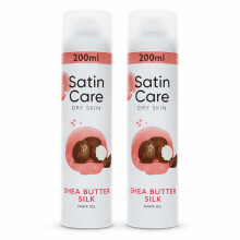 Satin Care Shave Gel Dry Skin Shea Butter Silk 200ML X2, Women’s Shaving Gel For