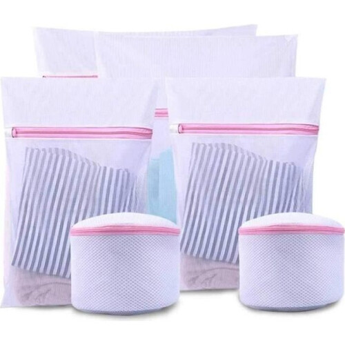 [Set van 6] Wasnet - Roze waszak met ritssluiting - Super-seal