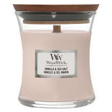 WoodWick Scented Candle with Crackling Wick | Vanilla & Sea Salt Mini