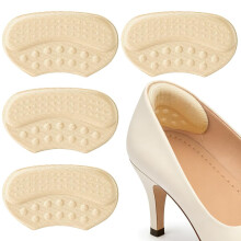 4 Pcs Anti-Slip Heel Pads - Self-Adhesive Heel Cushion Inserts (6mm Thick) Heel Grips to Prevent Heel Slip, Rubbing & Blisters, Fits Half Size Too Bi