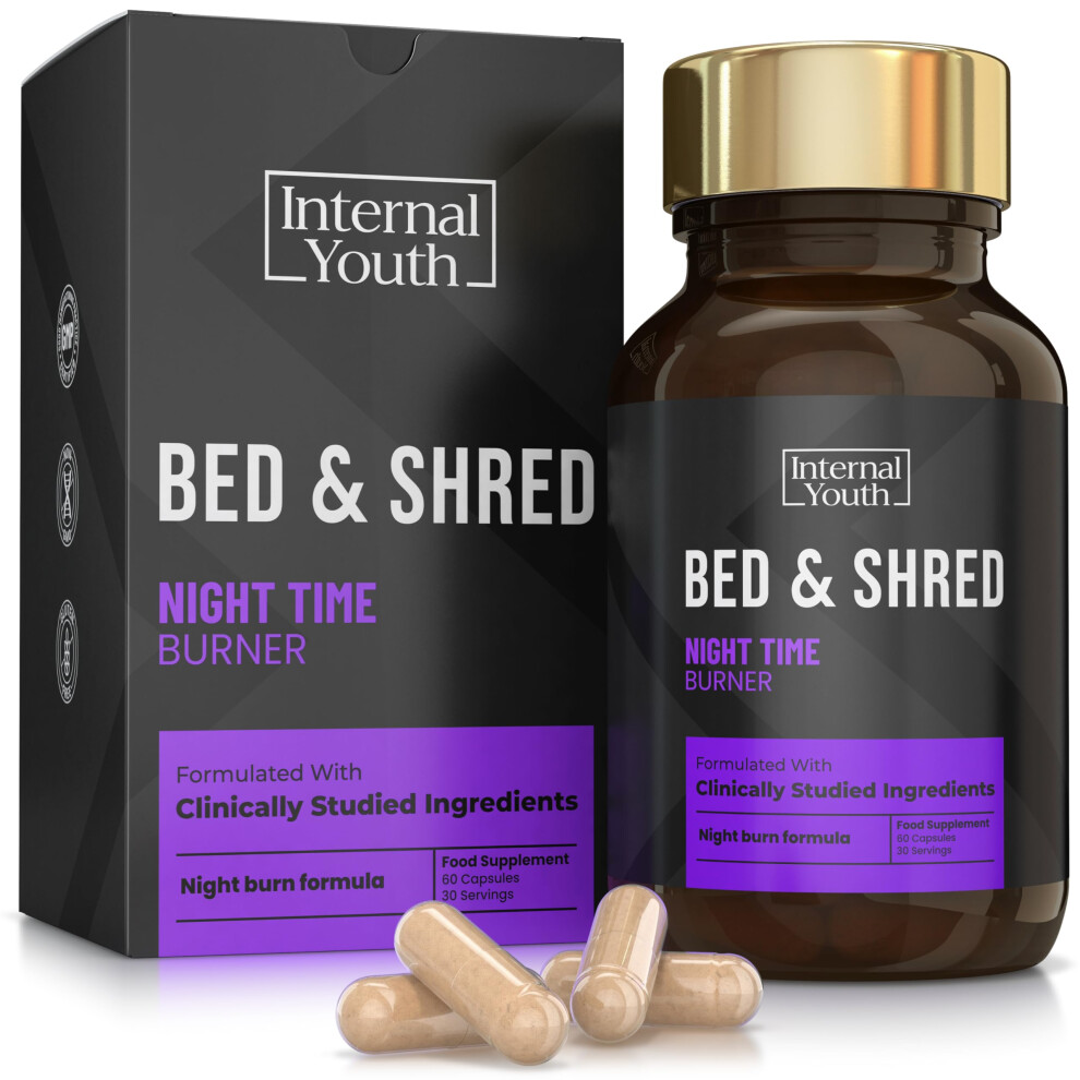 Internal Youth Bed & Shred - Night Time Fat Burners For Men & Women Weight Loss - Appetite Suppressant & Metabolism Booster - 60X Weight Loss And Sleeping Pills Tha