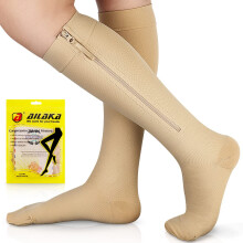 Ailaka Zipper Compression Socks for Men Women - 20-30 mmHg Close Toe Knee High Medical Compression Socks with Zipper, Zip Up Socks for Varicose Veins