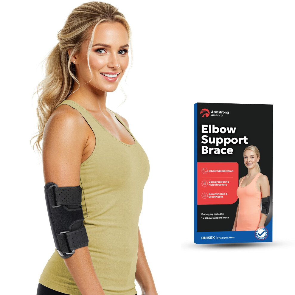 Armstrong America Elbow Splint Tendonitis Elbow Brace | Cubital Tunnel Brace For Sleeping | Tennis Elbow Brace Support & Compression Sleeve Elbow Immobilizer For Ulnar