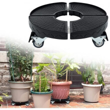Plantenstandaard op wielen voor binnen en buiten met 360 draaibare wielen (zwart)