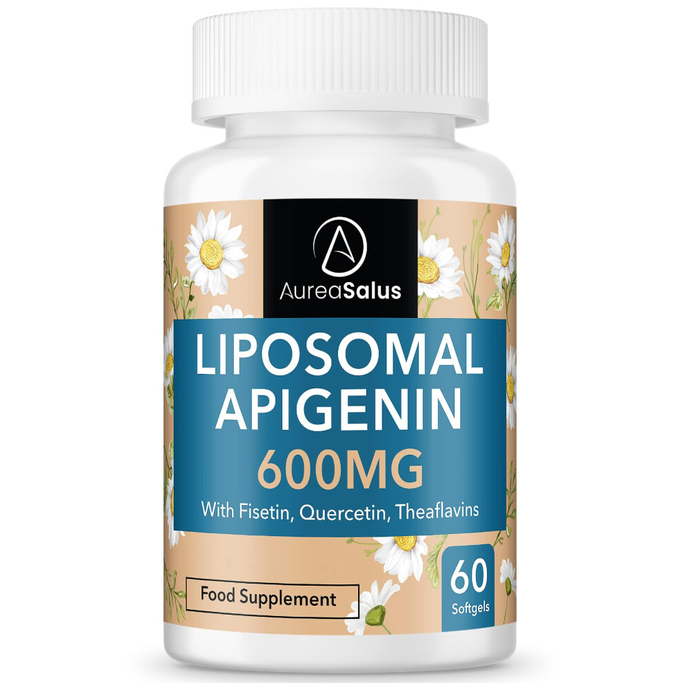 Aureasalus Apigenin 600Mg, Optimal Dose Liposomal Apigenin Softgels For Sleep, Relaxation & Mood, Powerful Flavonoid, With Fisetin, Quercetin And Theaflavins (6