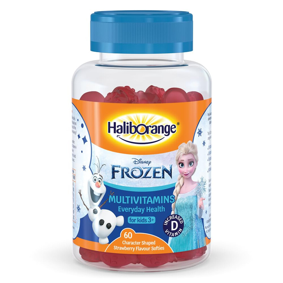 Haliborange Disney Frozen Multivitamin Softies For Kids 3+, 60 Strawberry Gummies Â Vitamins A, C, D, E, B6, B12 & Niacin Â Supports Immune System