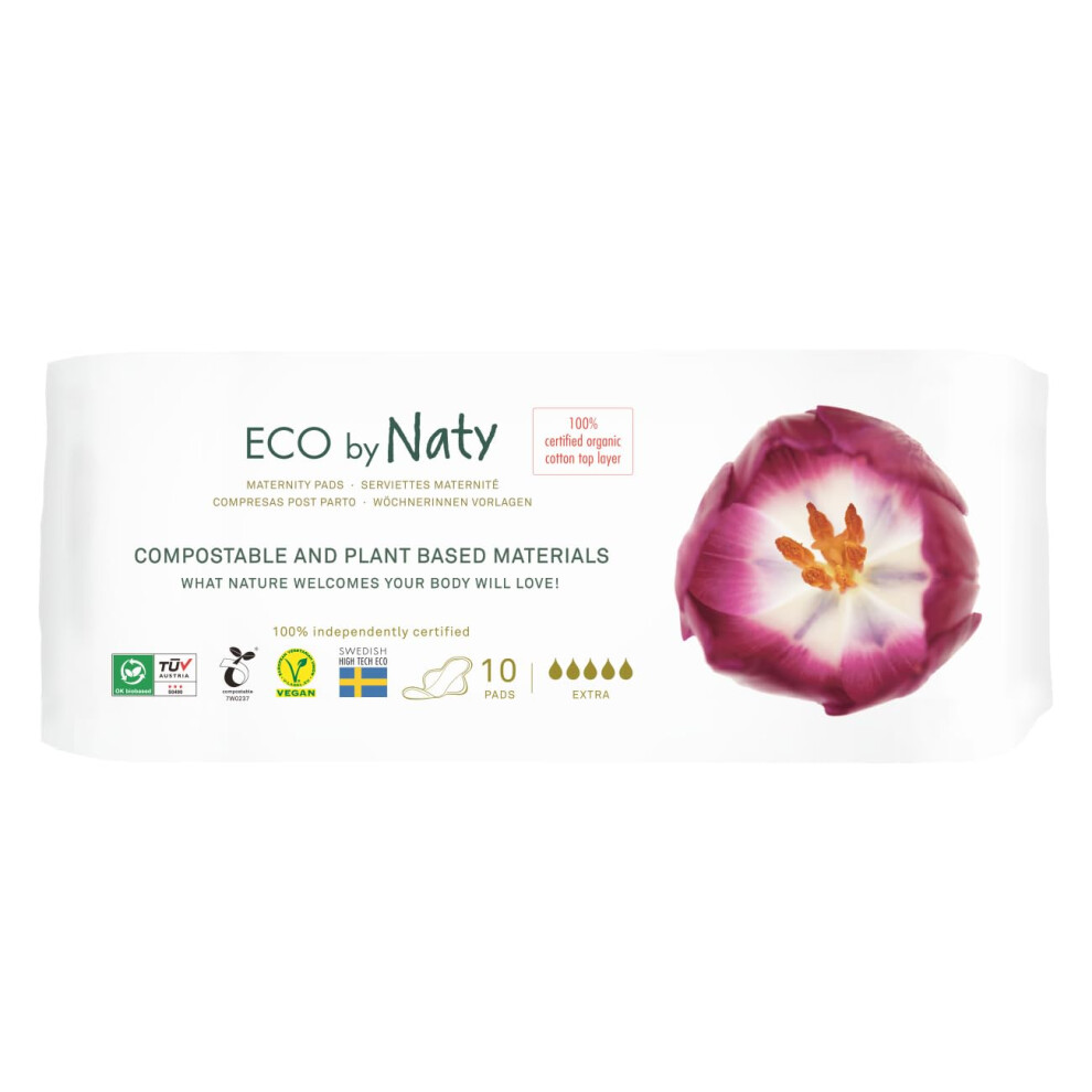 Naty Maternity Pads For Women - Pregnancy And Postpartum Pads, Maternal Care And Recovery, Absorbent For Leak Protection (10 Count)