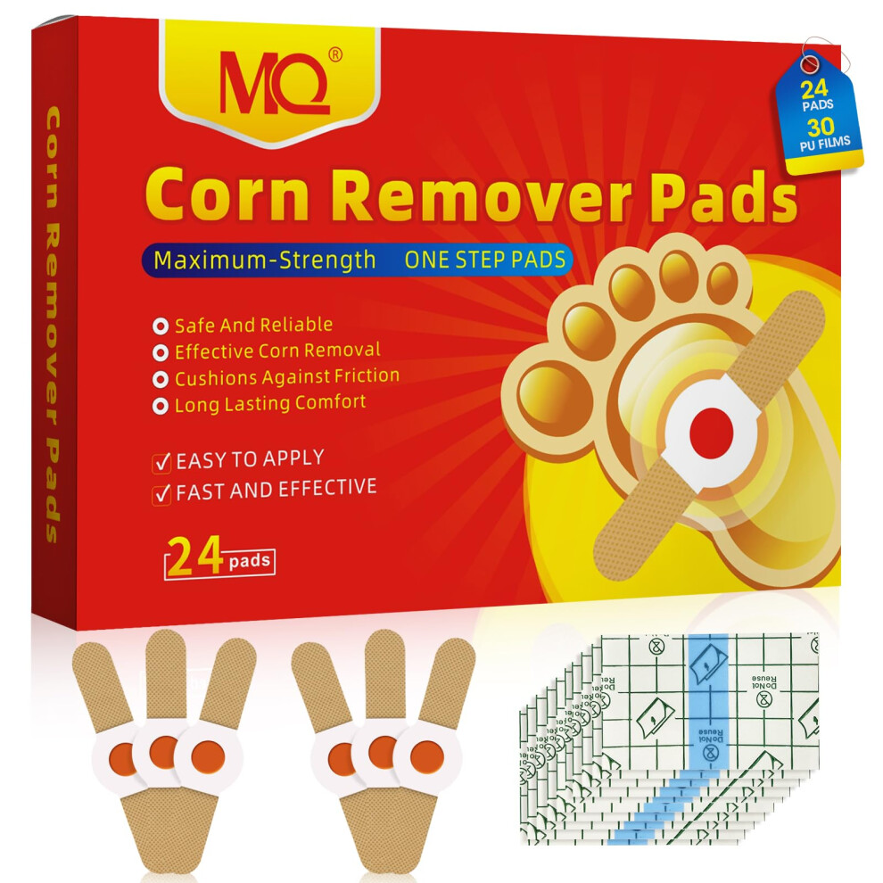 Mq Corn Remover Pads, 24 Pcs Corn Plasters For Feet, Wart Remover, Foot Corn Remover Patch, Corn Removal Pads Ideal For Relief Corn Pain And Foot Care,