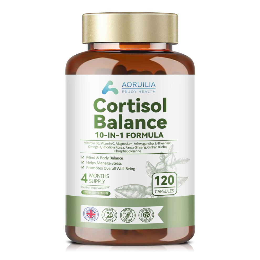 Aoruilia Cortisol Reducing Supplements, 10 In 1 Cortisol Detox & Blocker With