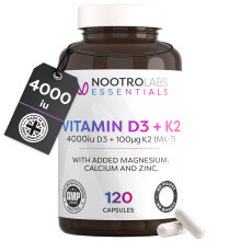 Nootro Labs Essentials Vitamin D3 4000 iu and K2 Capsules, Daily Vitamin D Supplements with Zinc and Magnesium for Joint Care, Bone & Heart Health an