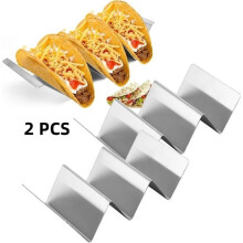 Keukengereihouder in tacovorm - 430 roestvrij staal - 2 stuks - 20 x 10 x 5 cm - Zilver