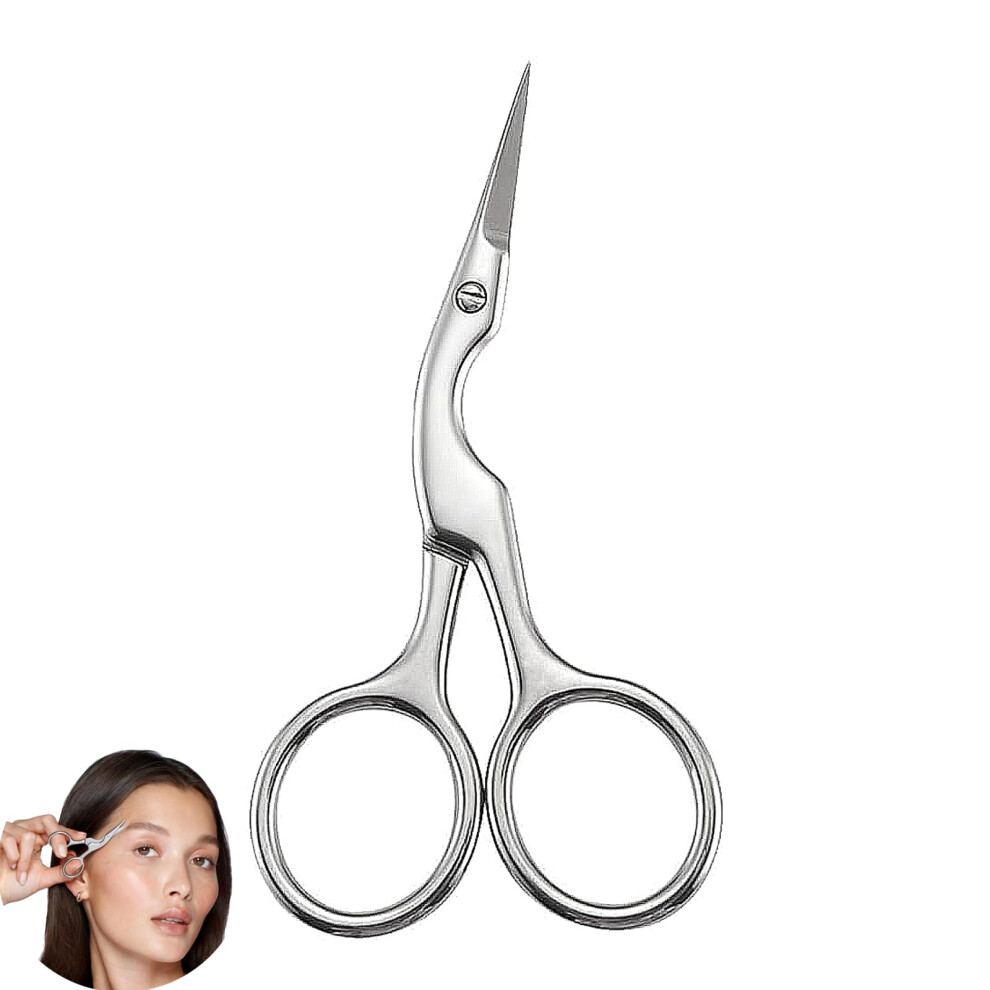 Wqedvn Eyebrow Scissors, Shaping Scissors, For Trimming Eyebrows, Nose, Mustache, Eyelashes, Ear Hairs, Nails And Cuticles(Silver)