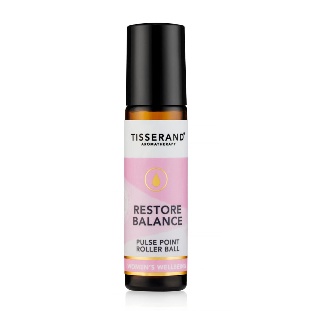 Tisserand - Restore Balance Pulse Point Roller Ball - Menopause And Menstruation Support - Rose, Clary Sage And Geranium - 10Ml