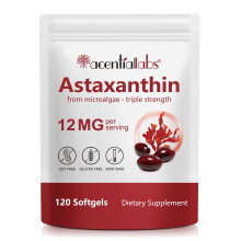 Astaxanthin Supplements 12mg - 120 Softgels | Premium Natural Antioxidant from Microalgae | Eye, Skin, Brain, Joint, Heart & Immune Health Support |