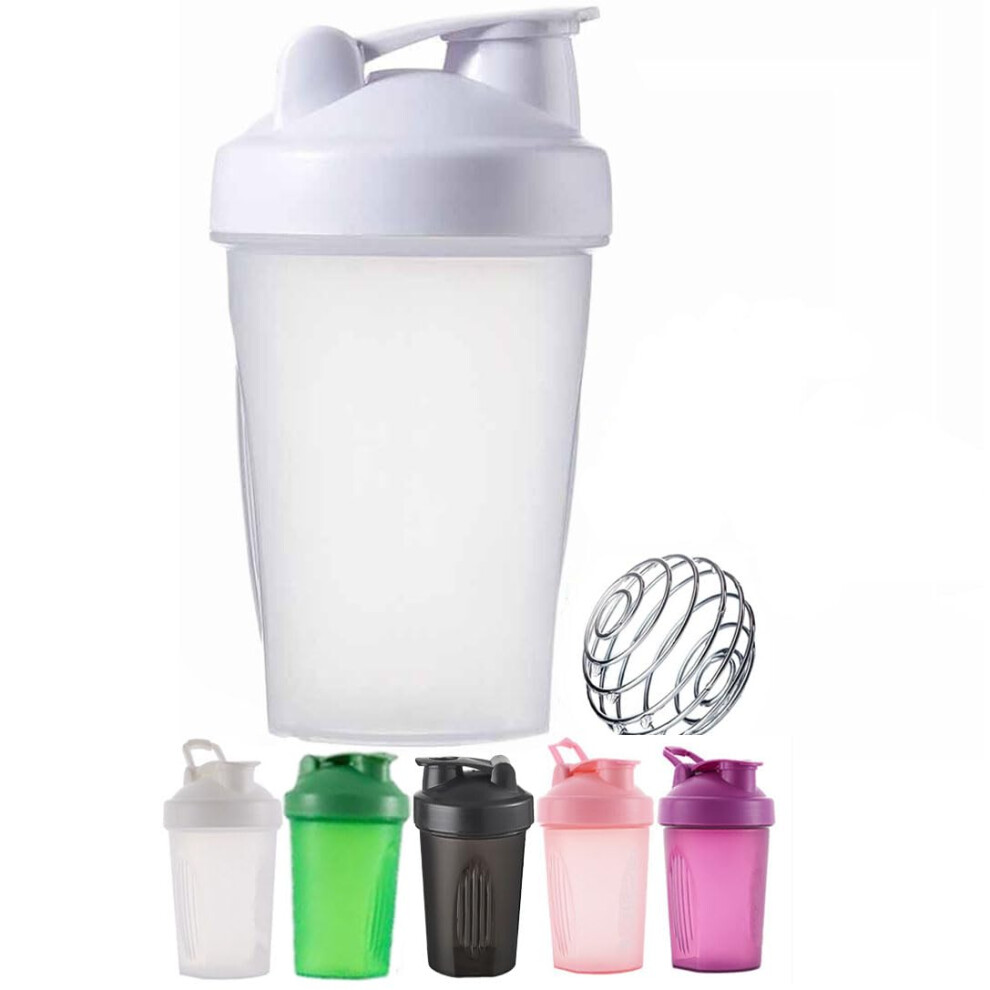 Bfglly 400Ml Protein Shaker Bottle, Protein Shake Mixer, Shaker Cups Portable Pre Workout With Wire Mixball Blender Perfect For Mixing Powdered Shakes, Clea