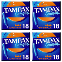 Tampons Multipack Tampax Compak Super Plus | with Applicator | 18 x 4 Packs (72) | Value Multipack | Heavy Flow, Leak Protection, Super Absorbent