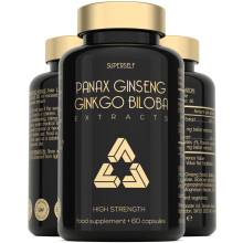 Panax Ginseng Capsules High Strength - 6000mg Korean Red Ginseng & Ginkgo Biloba for Natural Energy & Focus - Vegan & UK Made - 60 Tablets One-a-Day