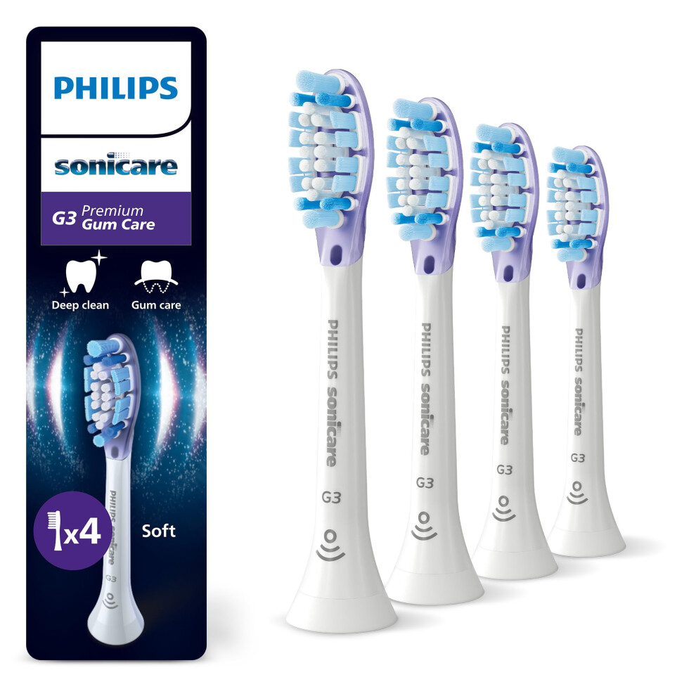 Philips Sonicare G3 Premium Gum Care, Genuine Replacement Toothbrush Heads, 4 Pack, Hx9054/87 White