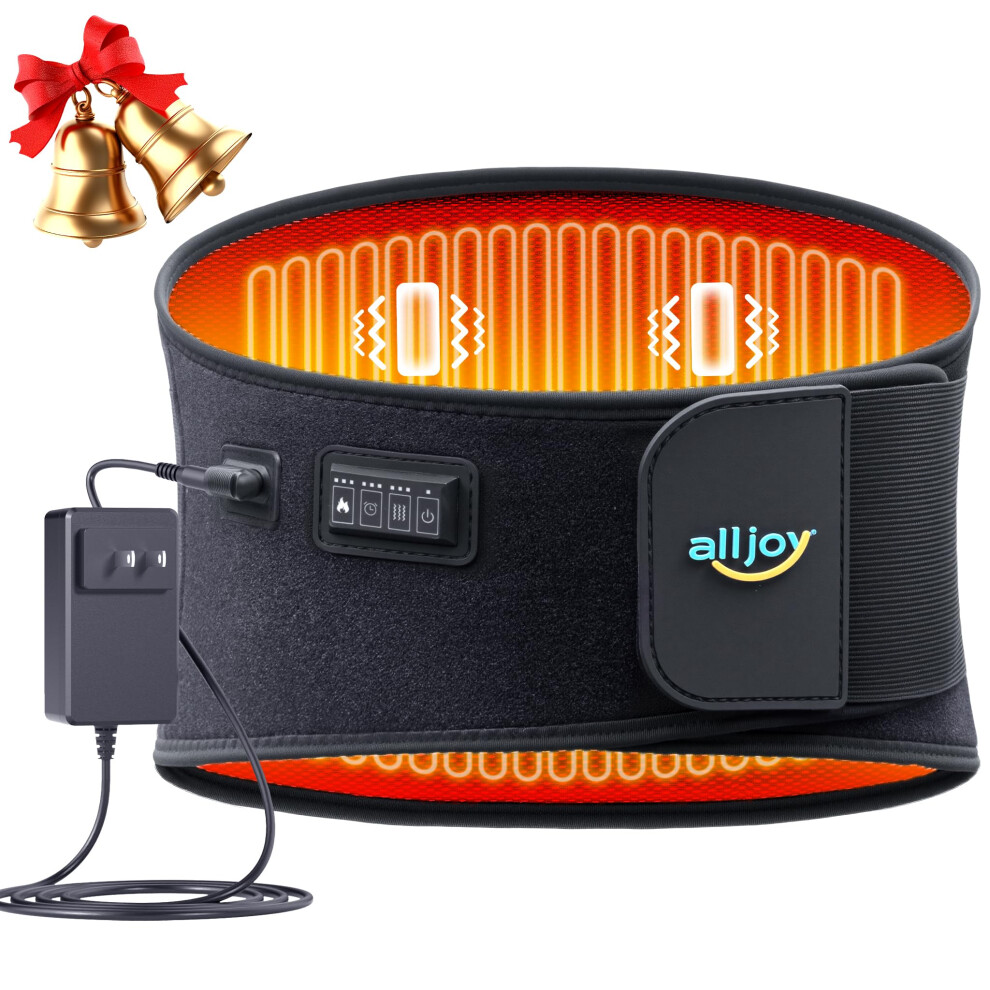 Alljoy 170Cm Heat Pad For Back Pain Relief, Plug-In Lower Back Massager With 3 Heat 5 Vibration, Wearable Heating Pad With 3 Timer, Heated Waist Belt