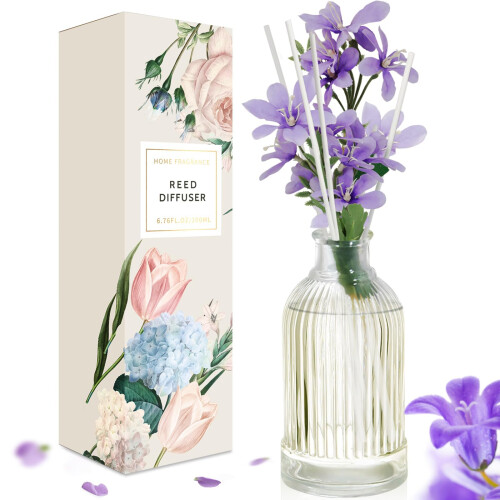 Scent-Hi Reed Diffuser 200ml Fragrance Reed Diffusers, Aromatherapy Diffuser Set with 6 Fiber Sticks, Long Lasting Home Indoor Fragrance Reed Diffuse