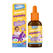 Minadex MinaKIDS Ironbaby Drops – Tasty Plum Flavoured Everyday Iron Supplement for Babies and Children, Minimal Iron Aftertaste, Supports Immune He