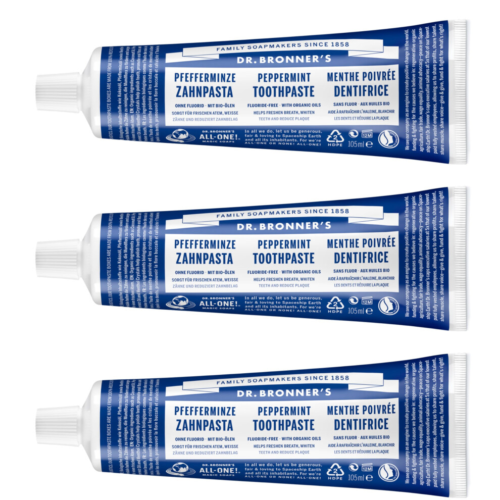 Dr. Bronner's Dr Bronner's All One Peppermint Toothpaste, Made With Organic, Fluoride-Free Ingredients With No Artifical Colours, Flavours, Preservatives Or Sweete