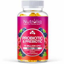 Nutroliq Prebiotic & Probiotic Sugar-Free Gummies - Gut Health Supplements for Women, Men, Kids to Support Digestive System, Immune System Booster -