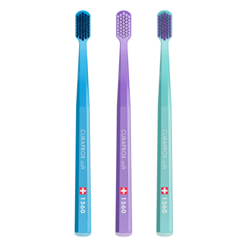 Curaprox Curaprox Swiss 1560 Soft Toothbrush 0.15mm Assorted Colors (3 Pack)