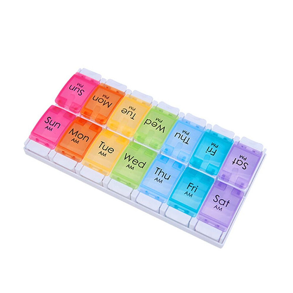 Klways Pill Box Organiser 7 Day Medicine Storage Box Holder Travel Weekly Pill Box (Rainbow)