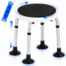 360 Rotating Shower & Bath Stool with Adjustable Height, Swivel Seat & Anti-Slip Feet | Bath Belt Included | Lightweight Shower Chair for Seniors, D