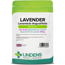 Lindens - Lavender Essential Oil 80mg, 60 Capsules - 1 a Day, UK Made - Rapid Re