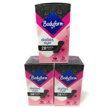 Bodyform Dailies Style x28 Black Pantyliners Multipack Bundle 3 Pack (84 Liners