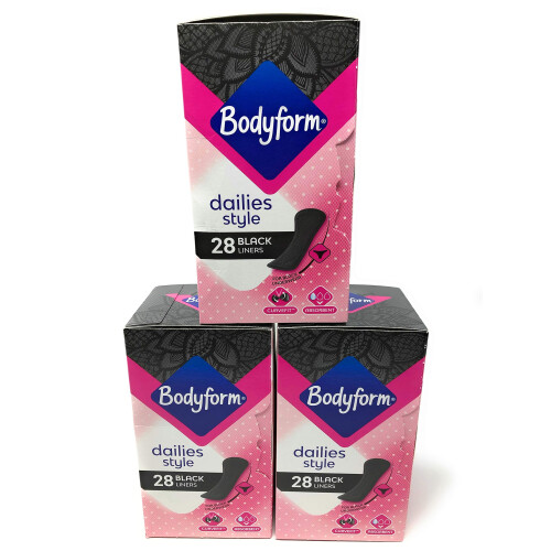 Bodyform Dailies Style x28 Black Pantyliners Multipack Bundle 3 Pack (84 Liners
