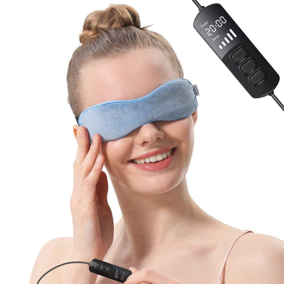Aroma Season Blue Heated Eye Mask, Great For Blepharitis And Dry Eyes Treatment, Relieve Dry Eye Syndrome, Mgd And Styes (Blue)