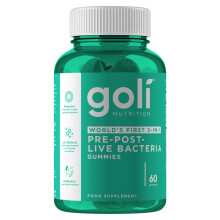 Goli Pre+Post+Live Bacteria Gummies | Digestive Health & Immune Support | World's First 3-in-1 | Gluten-Free, Vegan, Non-GMO, Gelatin-Free | 60 Gummi