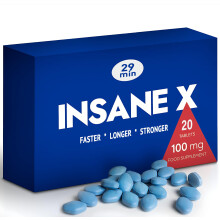 INSANE X - 20 Extra Strong Pills for Men UK - Natural Fast-Acting Maca Ginseng Tablets for Men - for Enhanced Performance