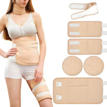 Castor Oil Pack Wrap Kit for Waist Neck Leg Knee, 6PCS Reusable Organic Cotton Castor Oil Wrap Kit, Flannel Castor Oil Compress Pads(Khaki)